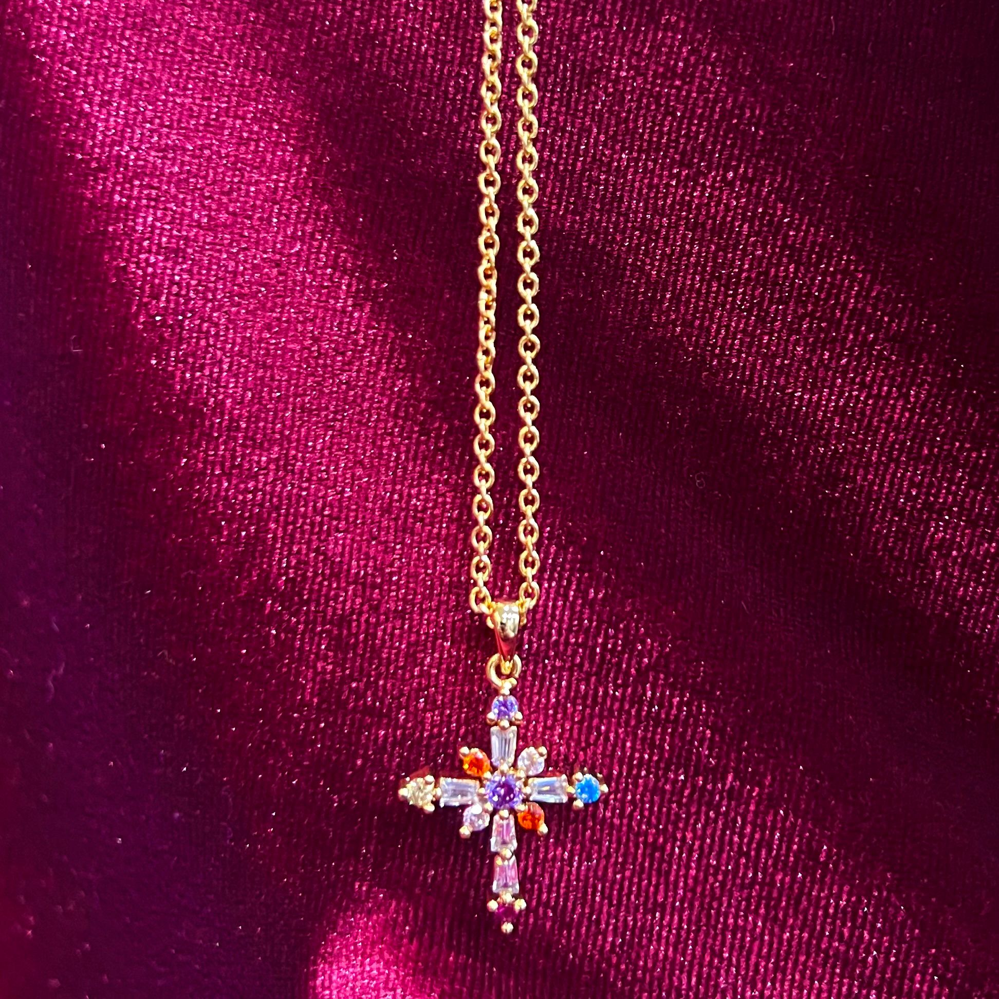 Colorful Cross Necklace Necklace La Vie Bien Colorful Cross Necklace