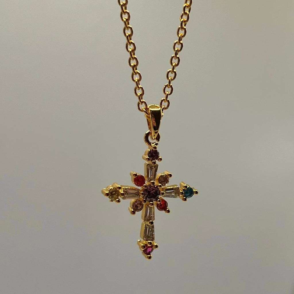 Colorful Cross Necklace Necklace La Vie Bien Colorful Cross Necklace