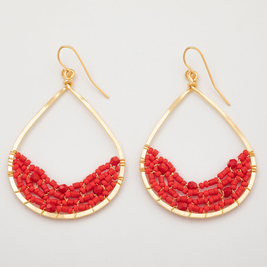 Colorful Golden Hammered Tear Drop Earrings Earrings - Fashion La Vie Bien Colorful Golden Hammered Tear Drop Earrings
