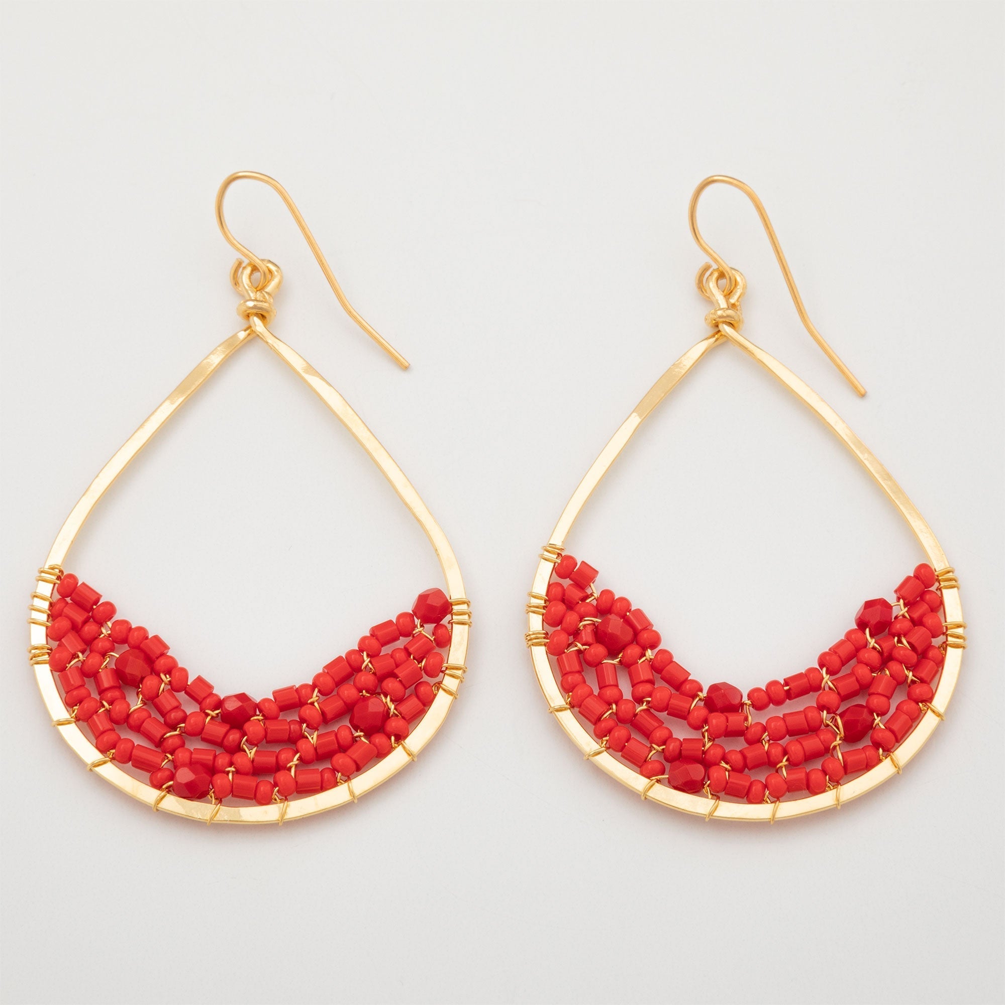 Colorful Golden Hammered Tear Drop Earrings Earrings - Fashion La Vie Bien Colorful Golden Hammered Tear Drop Earrings