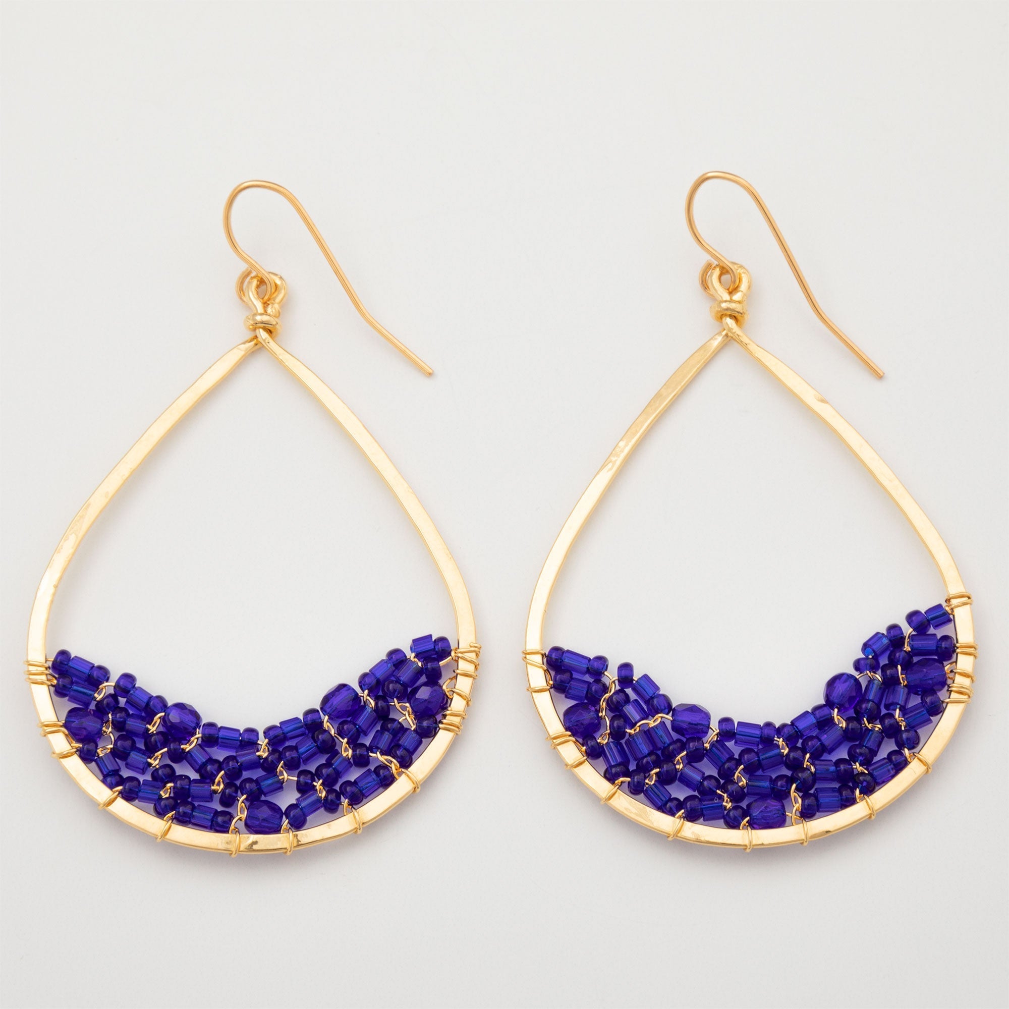 Colorful Golden Hammered Tear Drop Earrings Earrings - Fashion La Vie Bien Colorful Golden Hammered Tear Drop Earrings