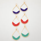 Colorful Golden Hammered Tear Drop Earrings Earrings - Fashion La Vie Bien Colorful Golden Hammered Tear Drop Earrings