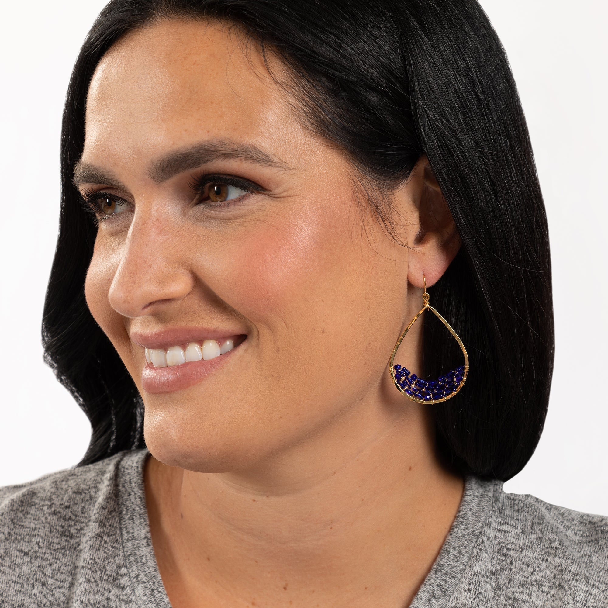 Colorful Golden Hammered Tear Drop Earrings Earrings - Fashion La Vie Bien Colorful Golden Hammered Tear Drop Earrings