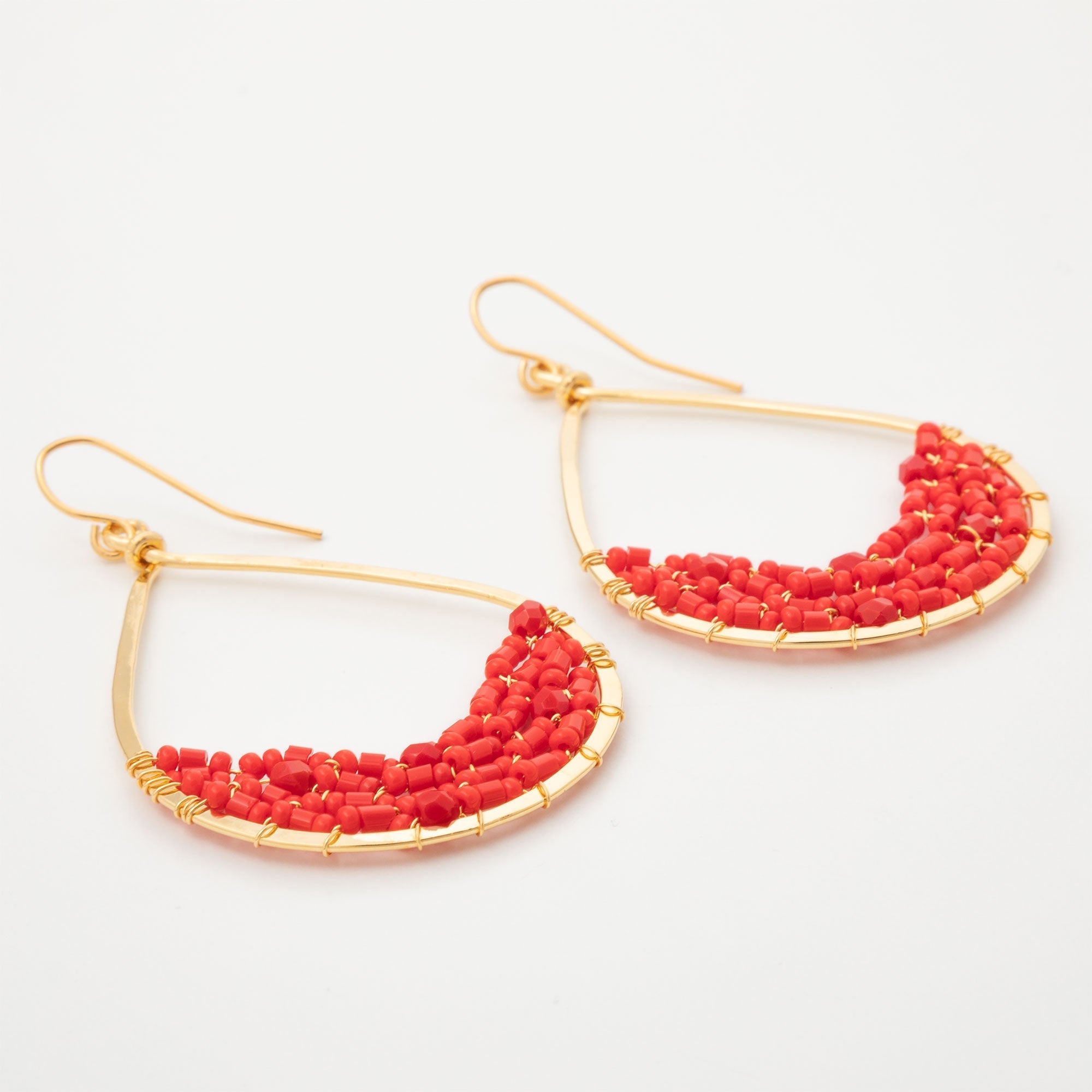 Colorful Golden Hammered Tear Drop Earrings Earrings - Fashion La Vie Bien Colorful Golden Hammered Tear Drop Earrings