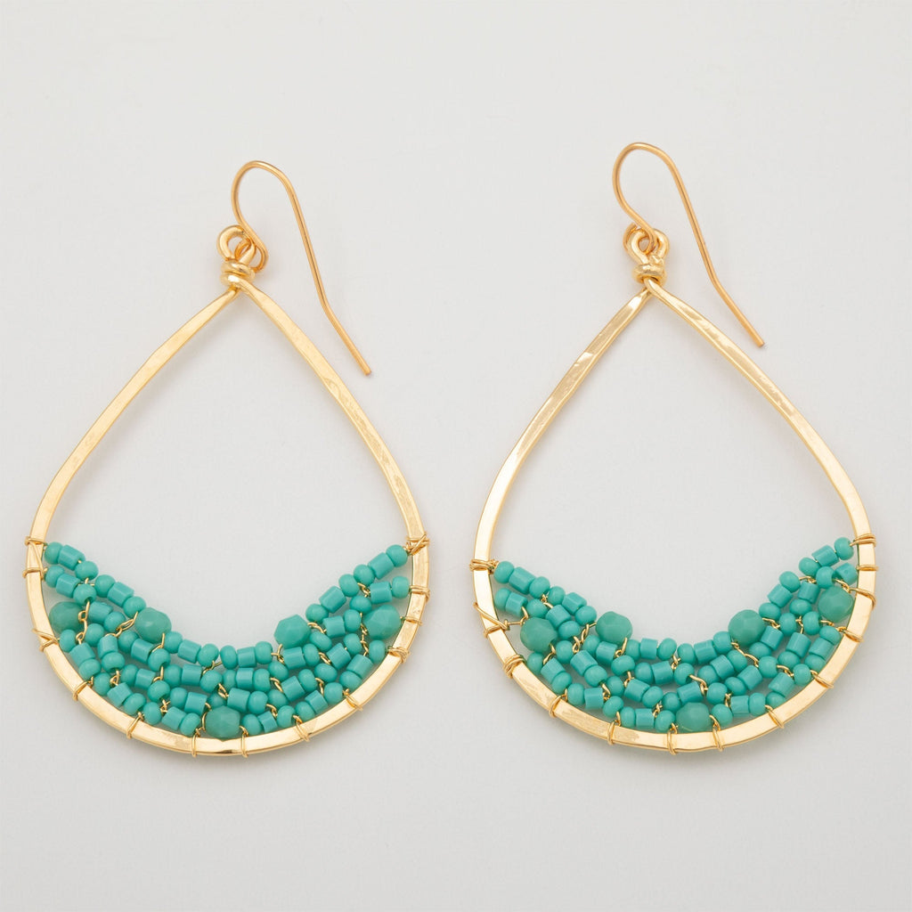 Colorful Golden Hammered Tear Drop Earrings Earrings - Fashion La Vie Bien Colorful Golden Hammered Tear Drop Earrings
