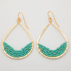 Colorful Golden Hammered Tear Drop Earrings Earrings - Fashion La Vie Bien Colorful Golden Hammered Tear Drop Earrings
