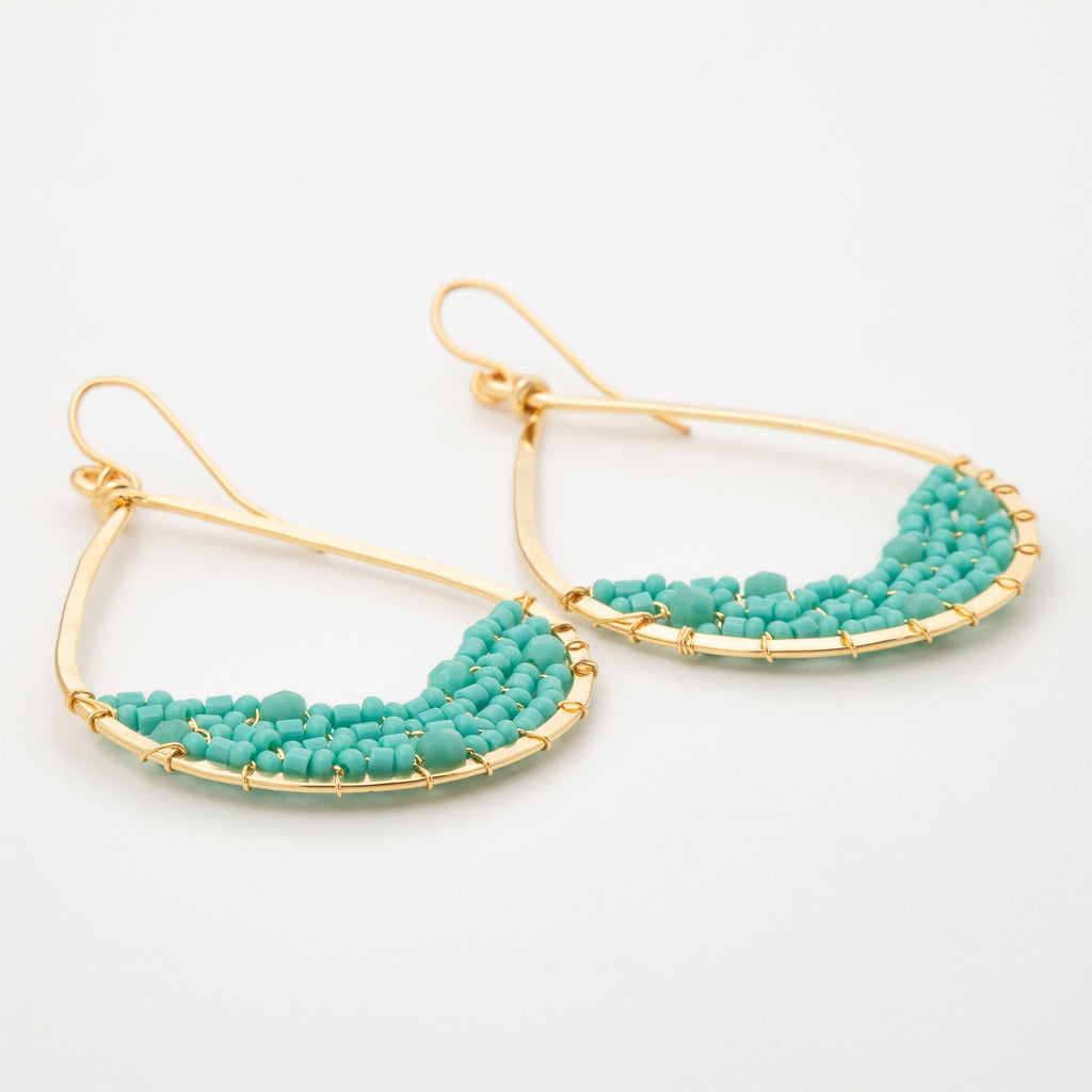 Colorful Golden Hammered Tear Drop Earrings Earrings - Fashion La Vie Bien Colorful Golden Hammered Tear Drop Earrings