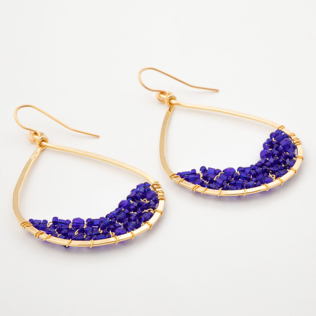 Colorful Golden Hammered Tear Drop Earrings Earrings - Fashion La Vie Bien Colorful Golden Hammered Tear Drop Earrings