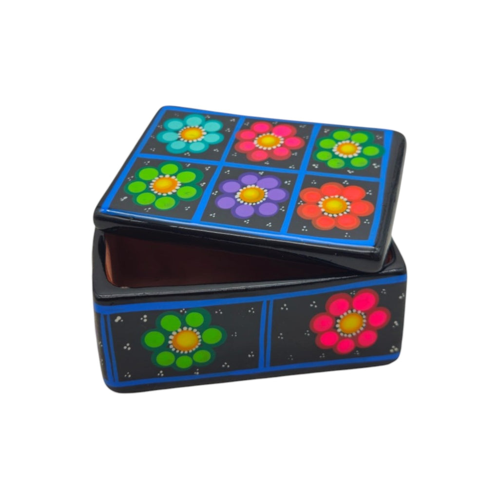 Colorful Hand-Painted Guerrero Jewelry Box | Mexican Ceramic Earring Holder Guerrero Jewelry Box La Vie Bien Colorful Hand-Painted Guerrero Jewelry Box | Mexican Ceramic Earring Holder
