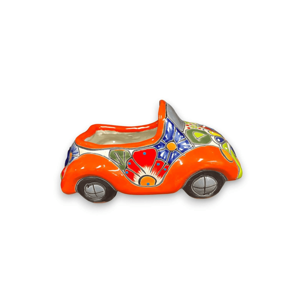 Colorful Hand - Painted Talavera Car Planter | Small Ceramic Car Statue Talavera Planter La Vie Bien Colorful Hand - Painted Talavera Car Planter | Small Ceramic Car Statue