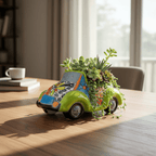 Colorful Hand - Painted Talavera Car Planter | Small Ceramic Car Statue Talavera Planter La Vie Bien Colorful Hand - Painted Talavera Car Planter | Small Ceramic Car Statue