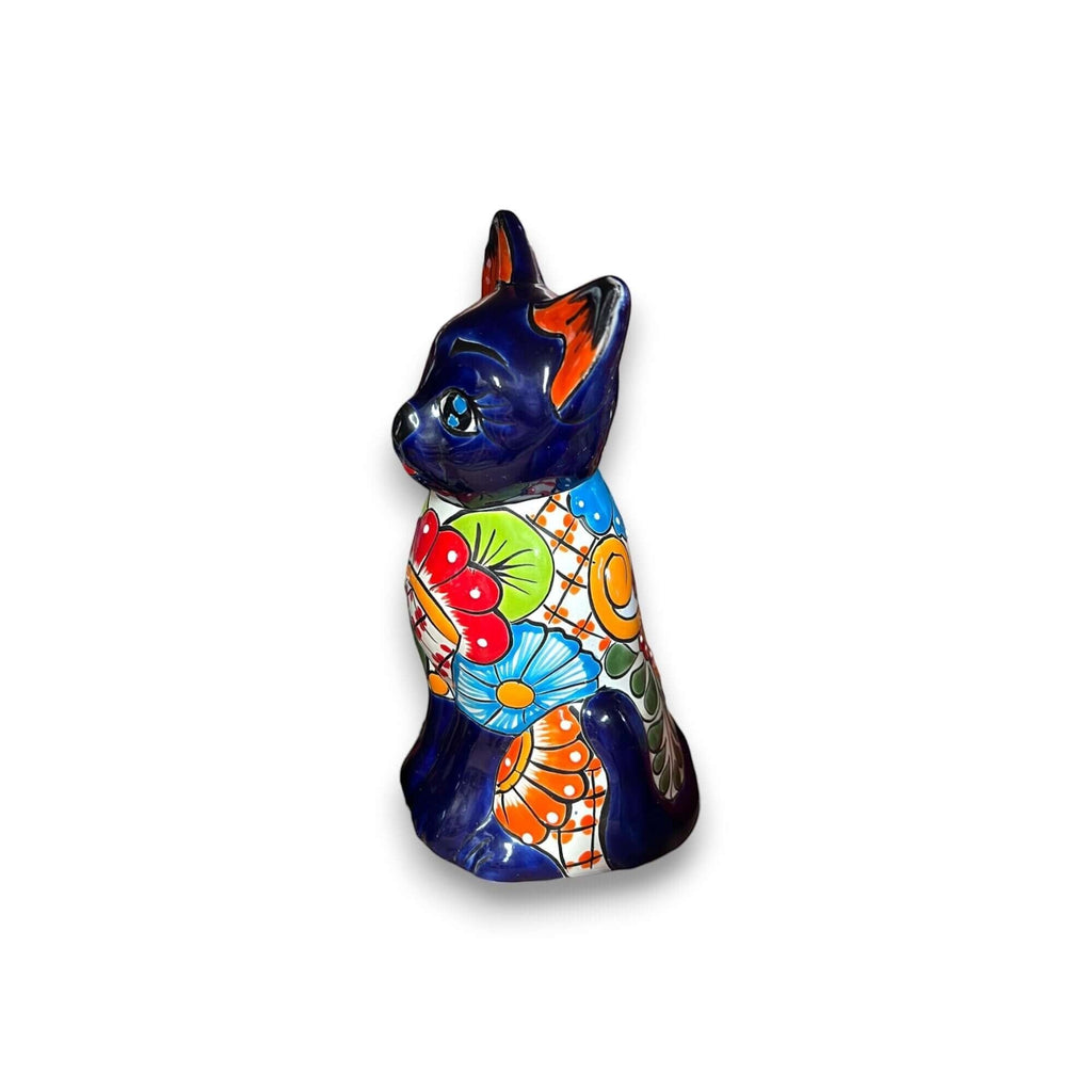 Colorful Hand-Painted Talavera Cat Statue | Mexican Folk Art Decor Talavera Statue La Vie Bien Colorful Hand-Painted Talavera Cat Statue | Mexican Folk Art Decor