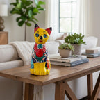 Colorful Hand - Painted Talavera Cat Statue | Mexican Folk Art Decor Talavera Statue La Vie Bien Colorful Hand - Painted Talavera Cat Statue | Mexican Folk Art Decor