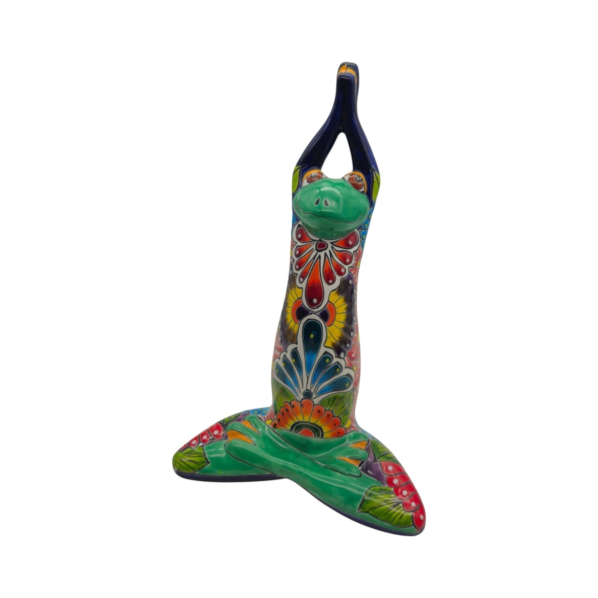 Colorful Hand Painted Talavera Frog Statue | Large Mexican Art Decor Talavera Statue La Vie Bien Colorful Hand Painted Talavera Frog Statue | Large Mexican Art Decor