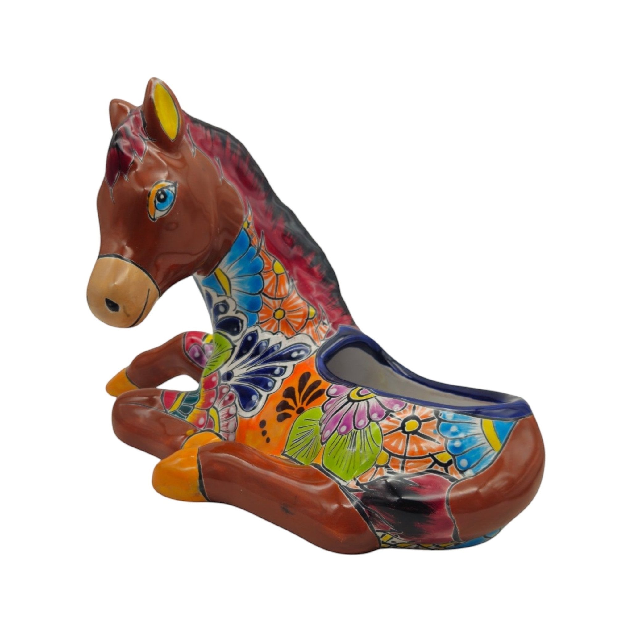 Colorful Hand-Painted Talavera Small Horse Statue Planter Talavera Planter La Vie Bien Colorful Hand-Painted Talavera Small Horse Statue Planter