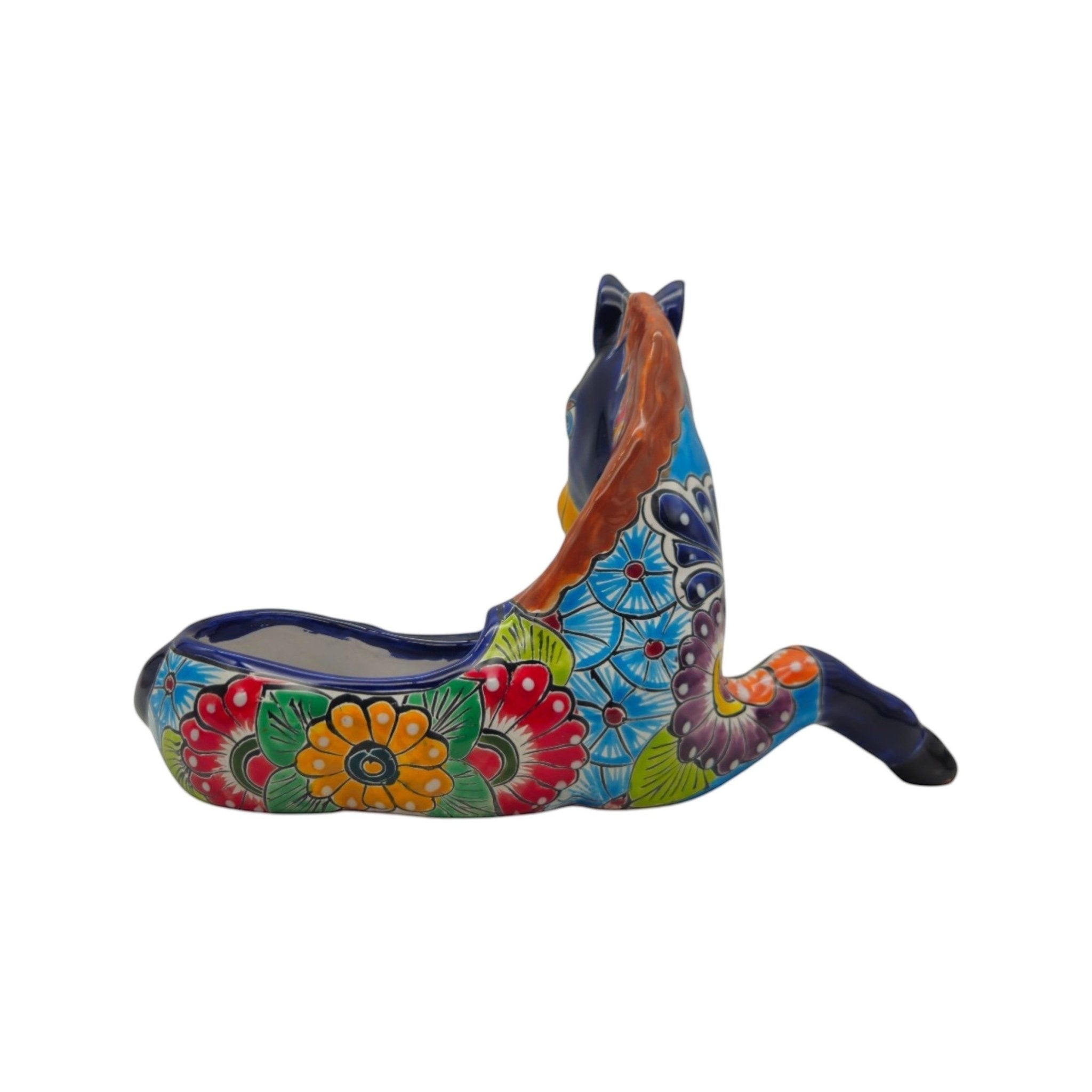 Colorful Hand-Painted Talavera Small Horse Statue Planter Talavera Planter La Vie Bien Colorful Hand-Painted Talavera Small Horse Statue Planter