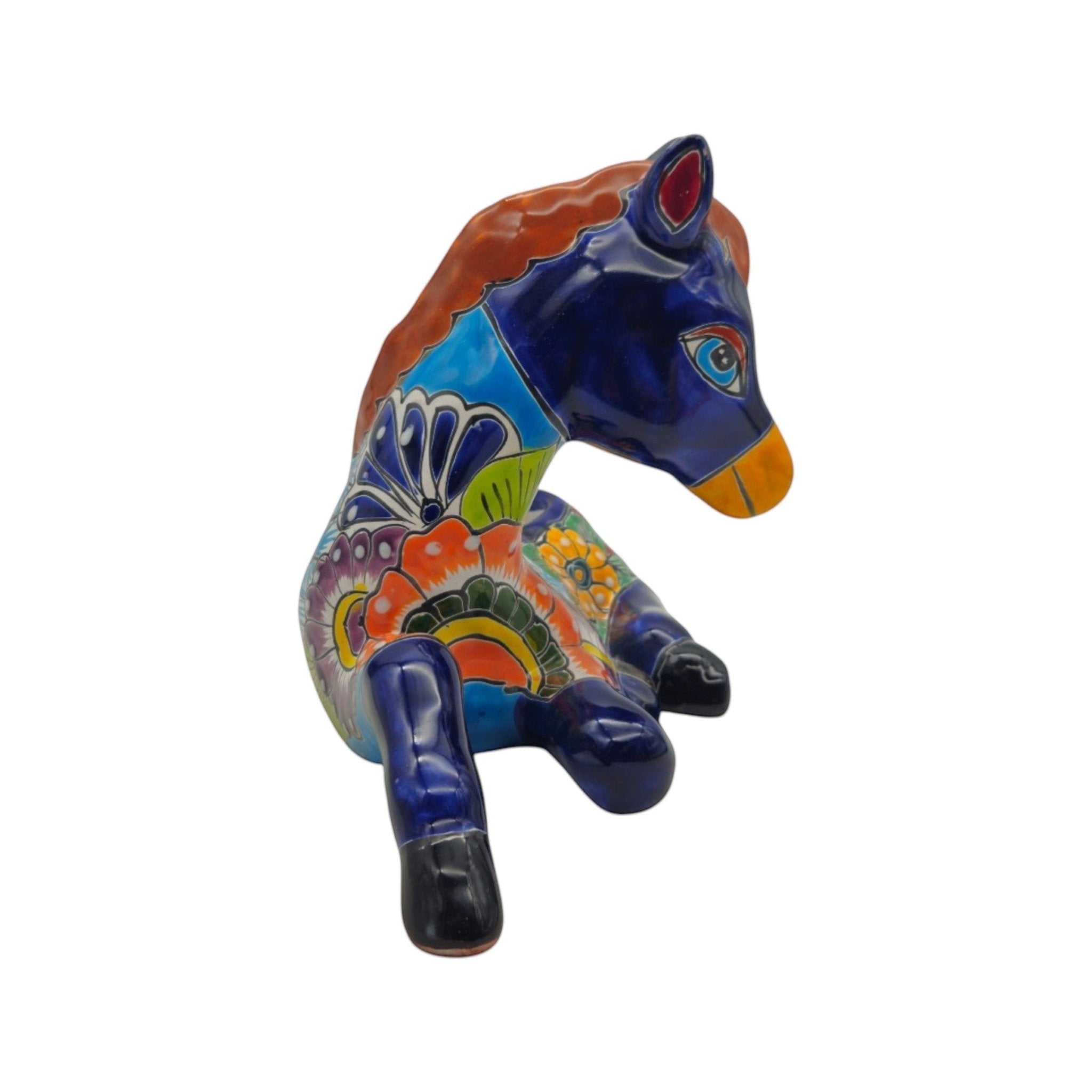 Colorful Hand-Painted Talavera Small Horse Statue Planter Talavera Planter La Vie Bien Colorful Hand-Painted Talavera Small Horse Statue Planter