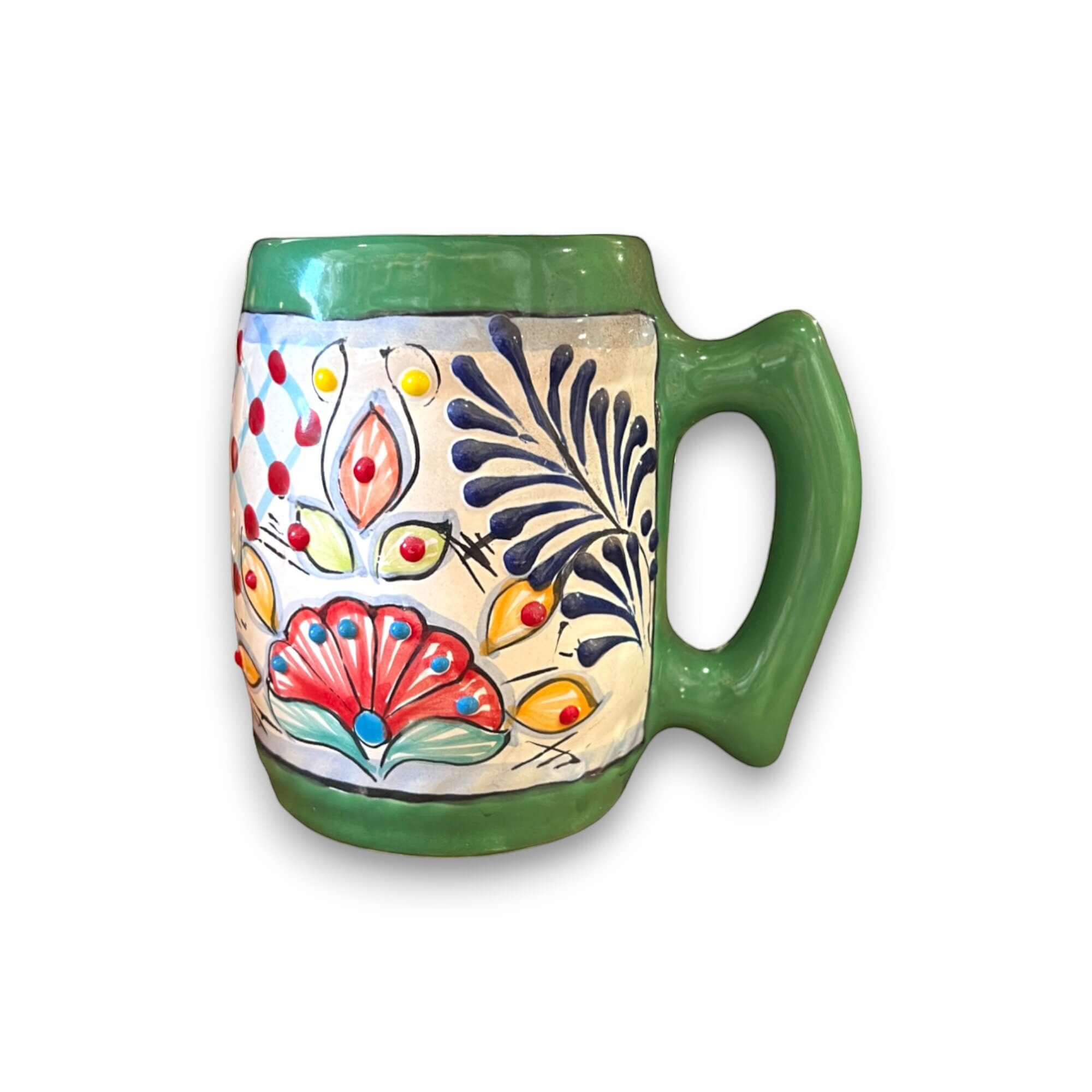 Colorful Handcrafted Mexican Coffee Mug | Talavera Ceramic Art Talavera Mug La Vie Bien Colorful Handcrafted Mexican Coffee Mug | Talavera Ceramic Art