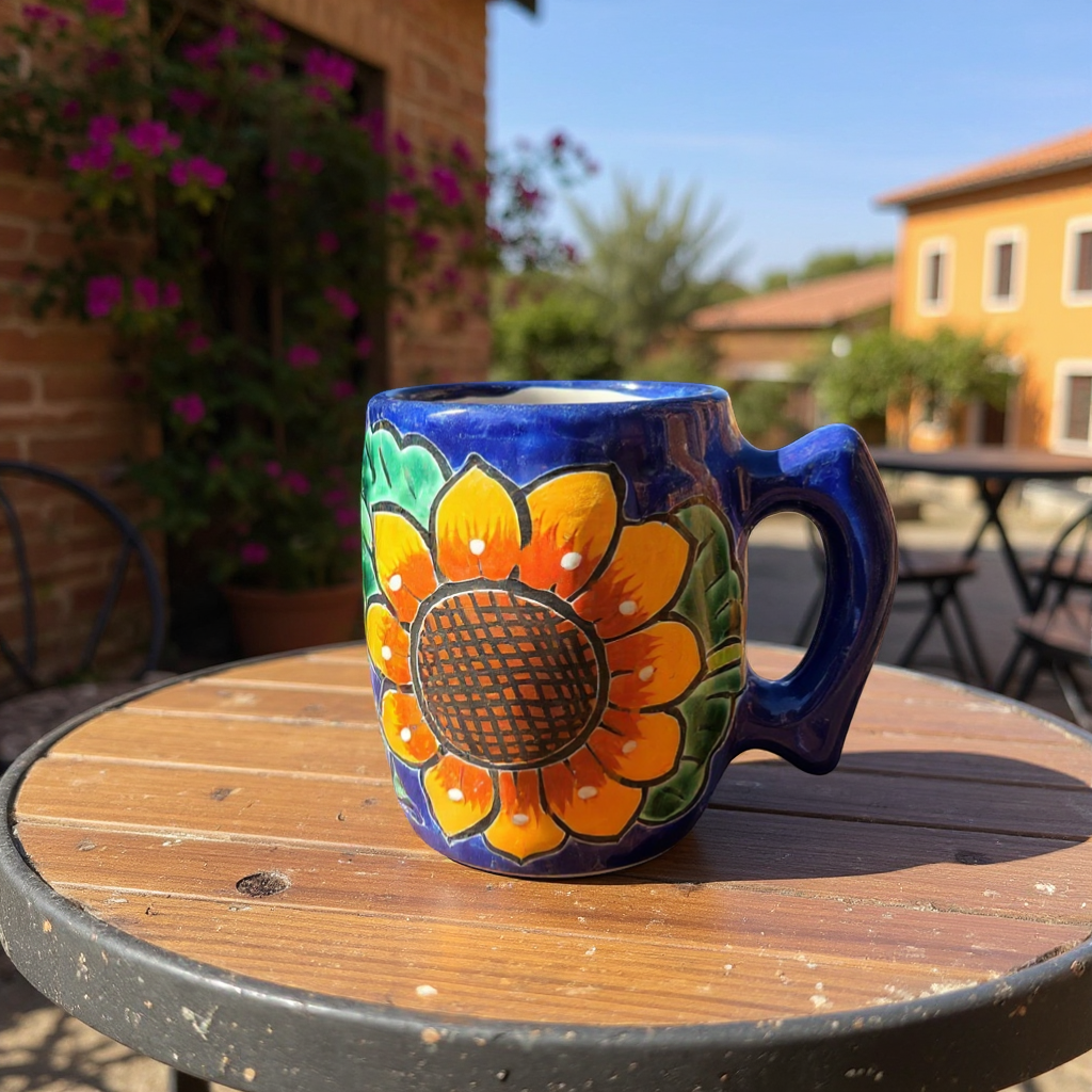 Colorful Handcrafted Mexican Coffee Mug | Talavera Ceramic Art Talavera Mug La Vie Bien Colorful Handcrafted Mexican Coffee Mug | Talavera Ceramic Art