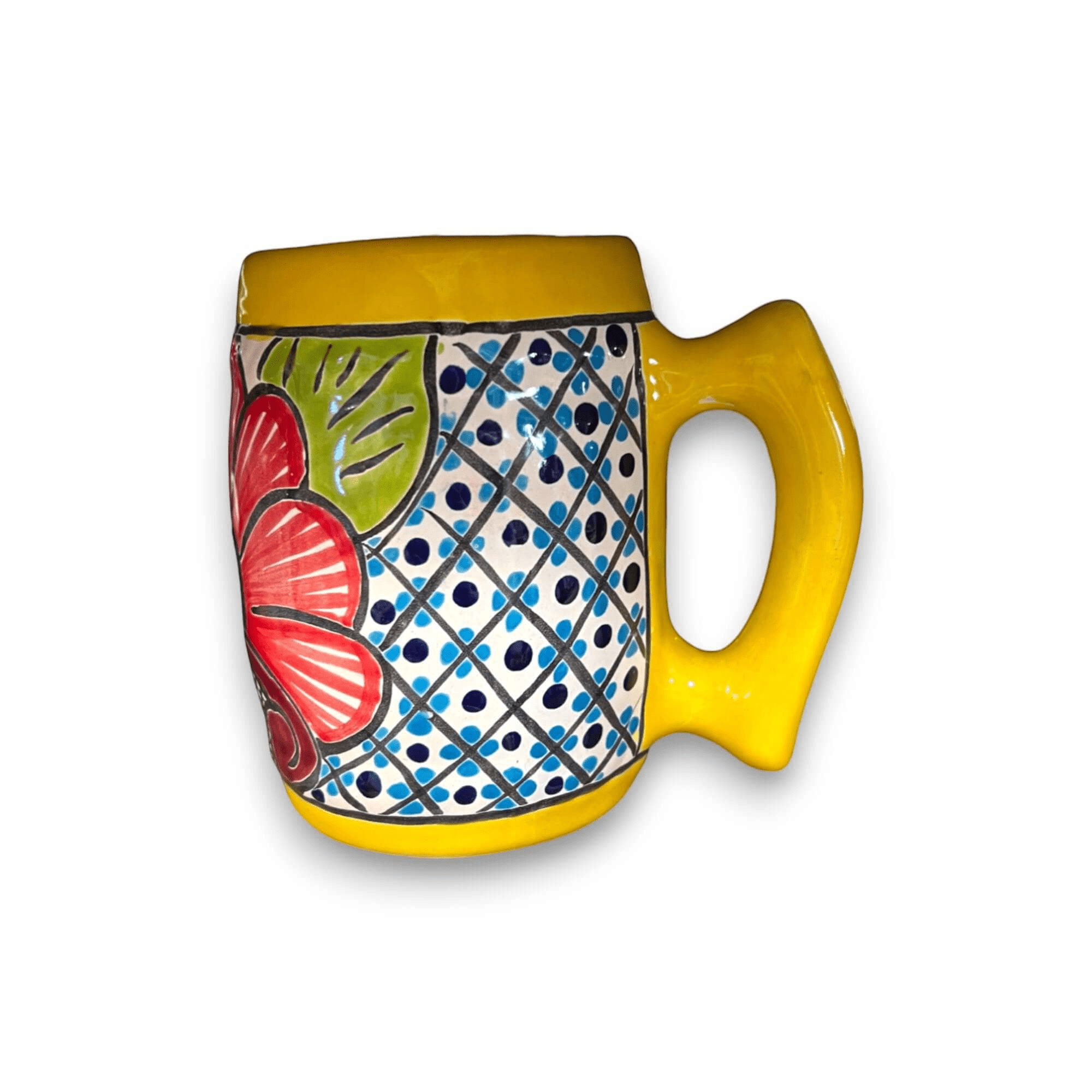Colorful Handcrafted Mexican Coffee Mug | Talavera Ceramic Art Talavera Mug La Vie Bien Colorful Handcrafted Mexican Coffee Mug | Talavera Ceramic Art