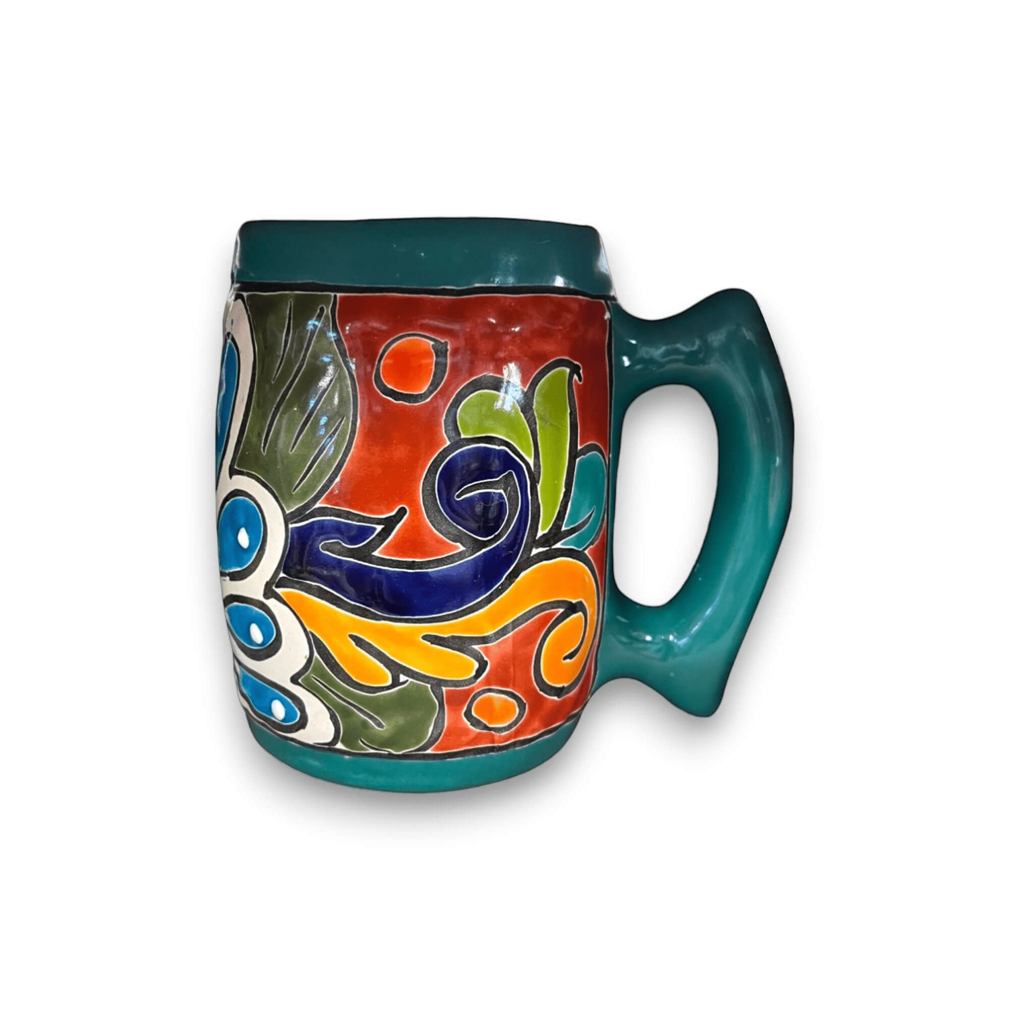 Colorful Handcrafted Mexican Coffee Mug | Talavera Ceramic Art Talavera Mug La Vie Bien Colorful Handcrafted Mexican Coffee Mug | Talavera Ceramic Art