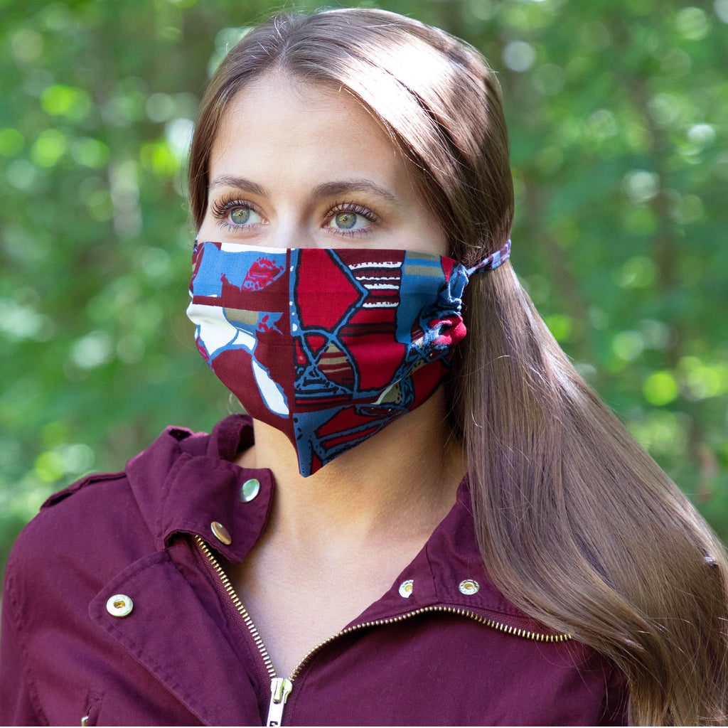 Colorful Kitenge Cotton Tie-back Face Mask Face Mask & Mask Accessories La Vie Bien Colorful Kitenge Cotton Tie-back Face Mask