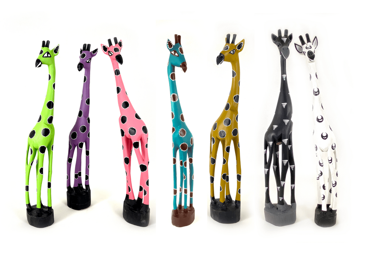 Colorful Painted Wood Giraffe - 24" La Vie Bien Colorful Painted Wood Giraffe - 24"