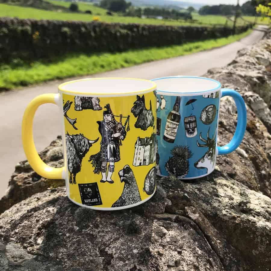 Colorful Scottish Icons Mug Mugs La Vie Bien Colorful Scottish Icons Mug