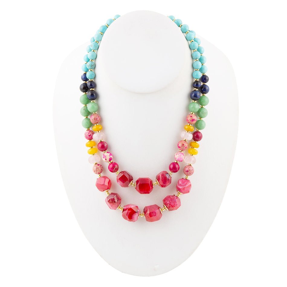 Colorful Serape Multi Stone Statement Necklace Necklaces La Vie Bien Colorful Serape Multi Stone Statement Necklace