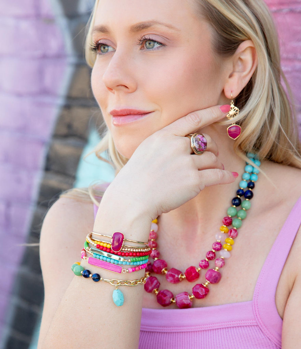 Colorful Serape Multi Stone Statement Necklace Necklaces La Vie Bien Colorful Serape Multi Stone Statement Necklace
