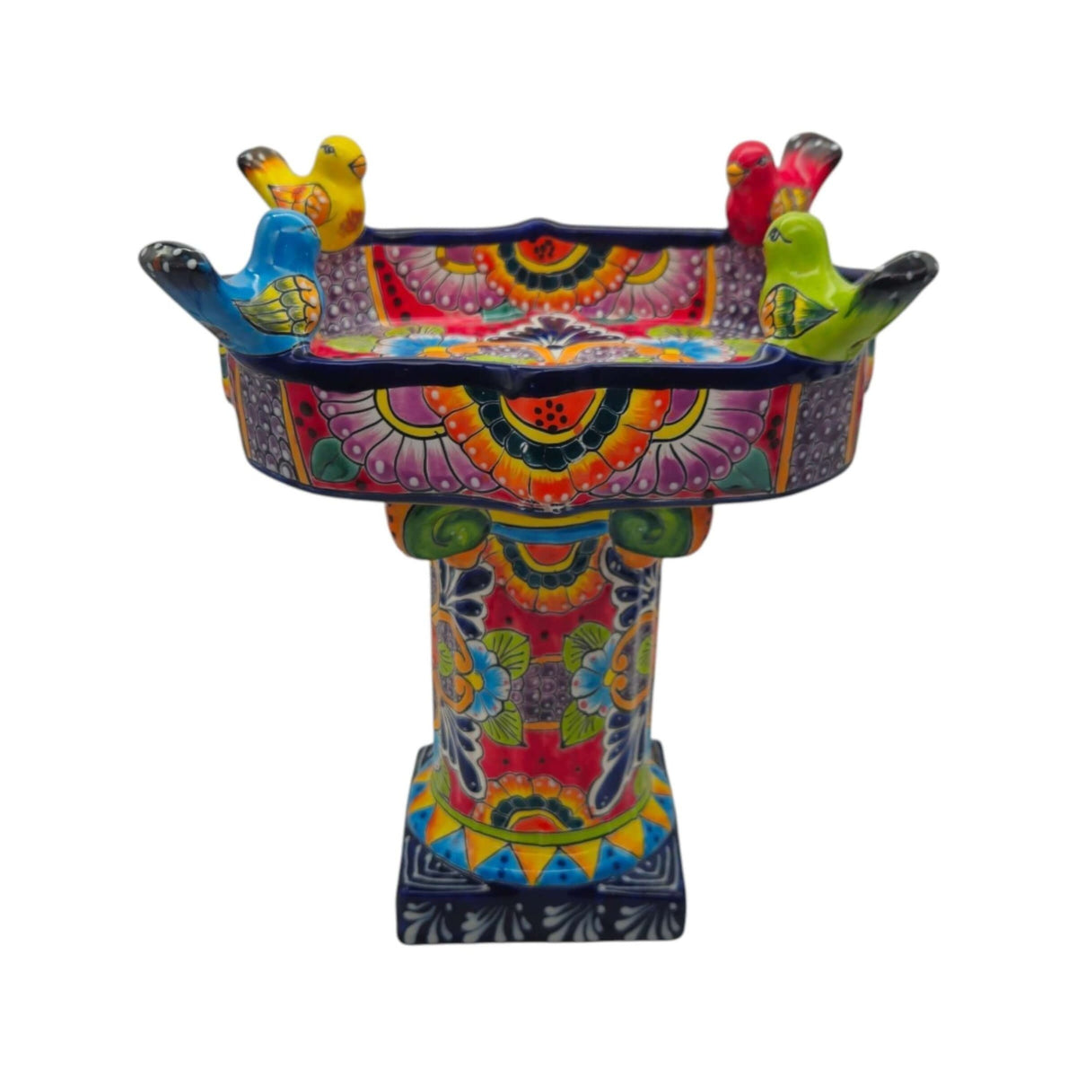 Colorful Talavera Bird Bath | Hand-Painted Ceramic Garden Art Talavera Bird Bath La Vie Bien Colorful Talavera Bird Bath | Hand-Painted Ceramic Garden Art