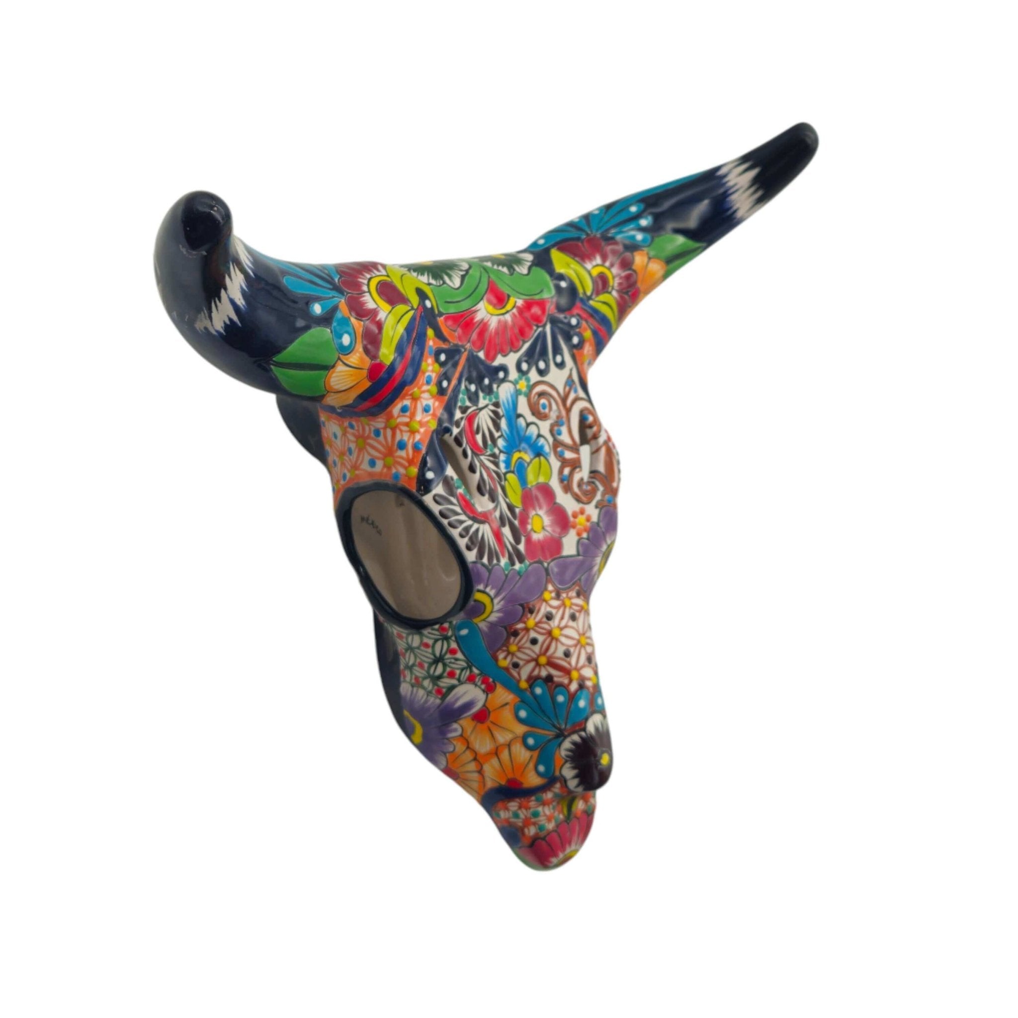 Colorful Talavera Bull Skull | Mexican Wall Art Decor Talavera Wall Art La Vie Bien Colorful Talavera Bull Skull | Mexican Wall Art Decor