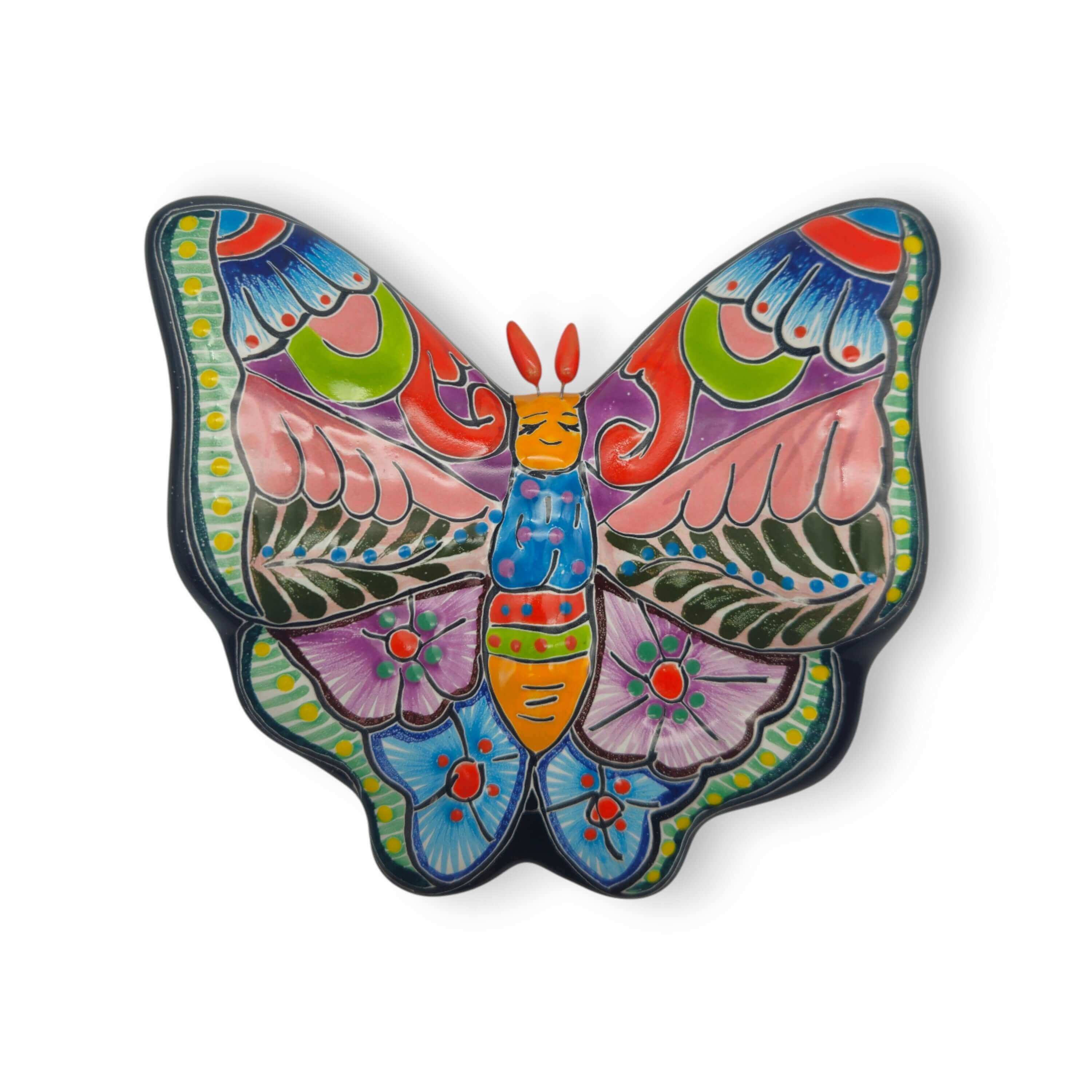 Colorful Talavera Butterfly Trio | Mexican Ceramic Wall Art