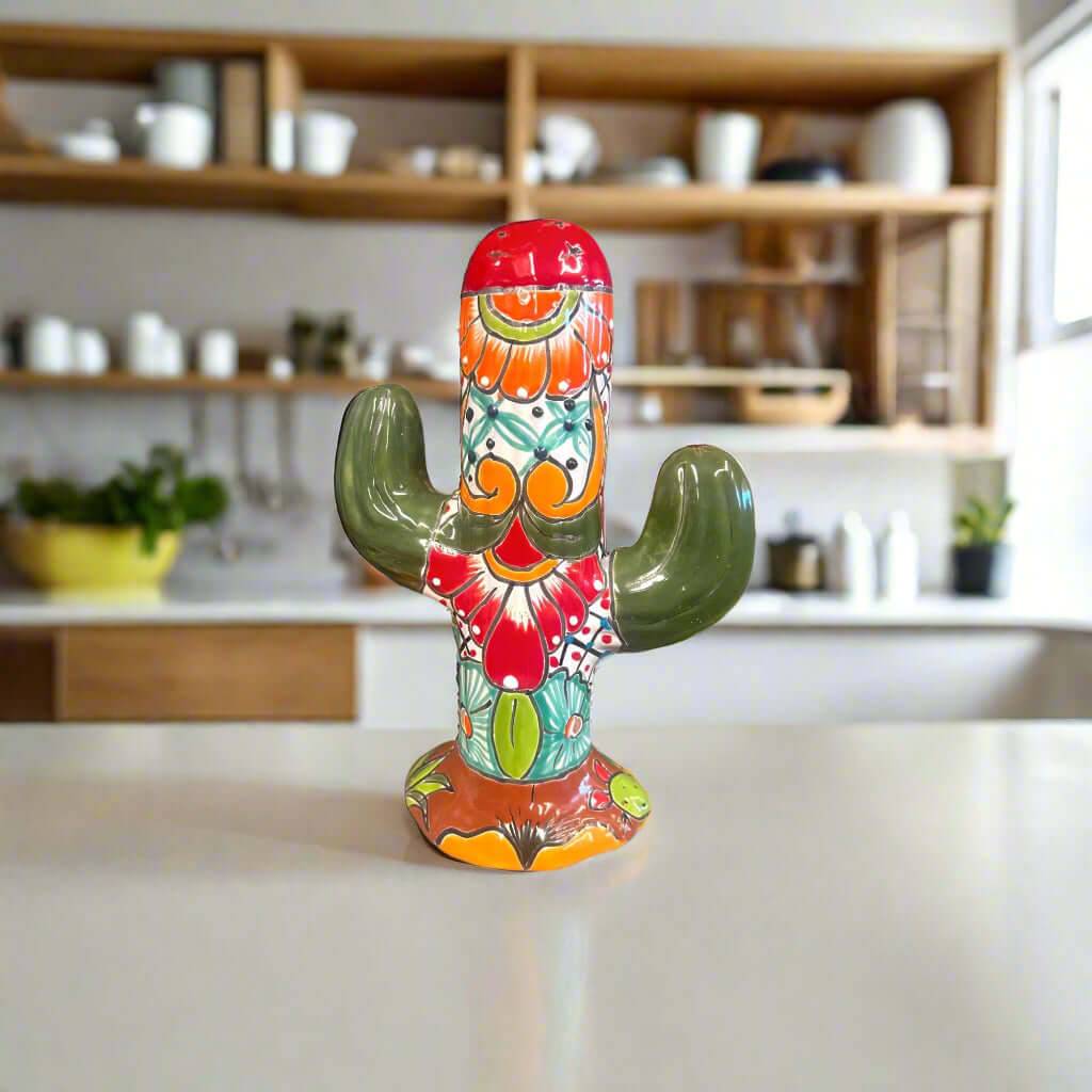 Colorful Talavera Cactus Sculpture | Mexican Ceramic Decor Talavera Figurine La Vie Bien Colorful Talavera Cactus Sculpture | Mexican Ceramic Decor