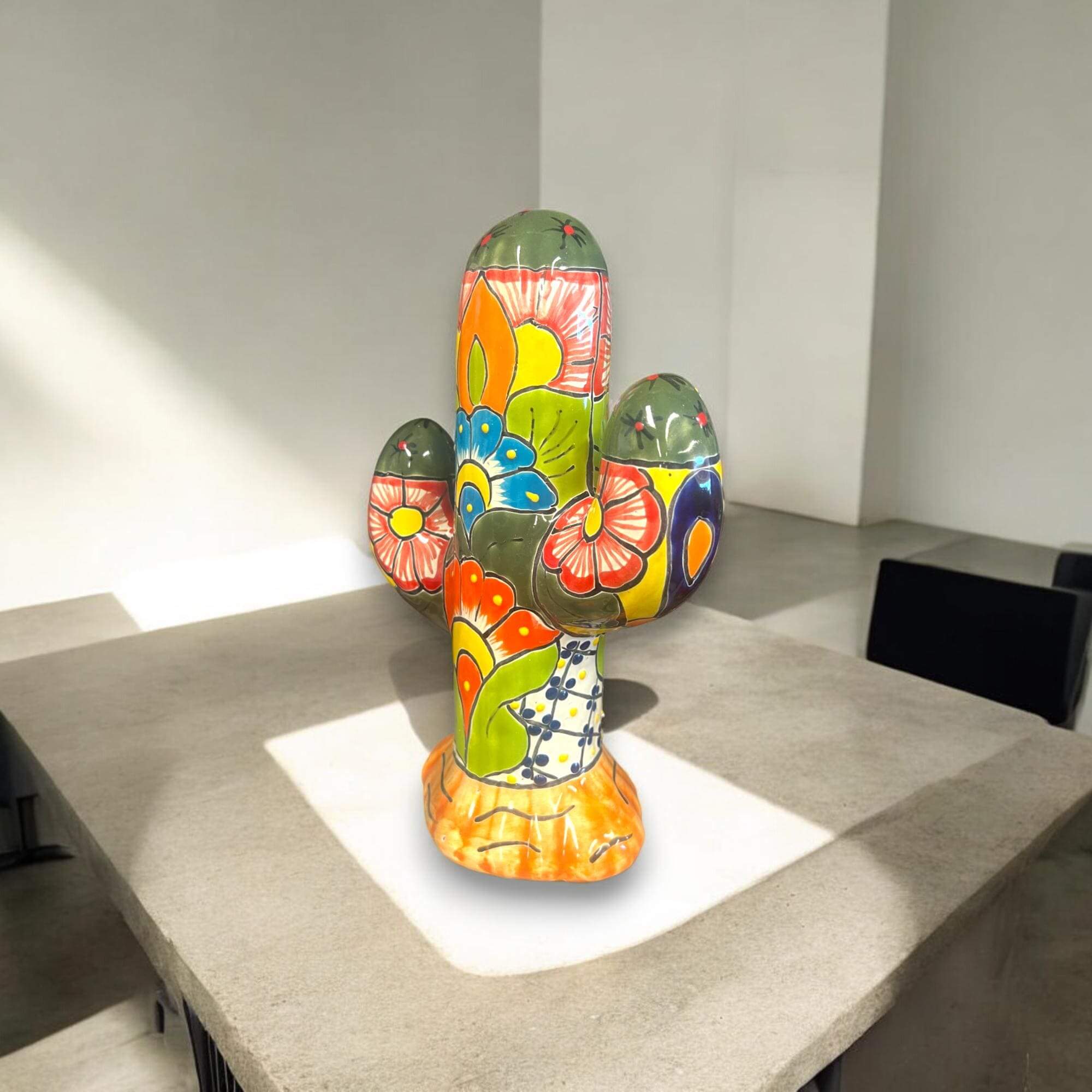 Colorful Talavera Cactus Sculpture | Mexican Ceramic Decor Talavera Figurine La Vie Bien Colorful Talavera Cactus Sculpture | Mexican Ceramic Decor