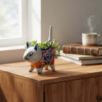 Colorful Talavera Cat Planter | Mexican Ceramic Art
