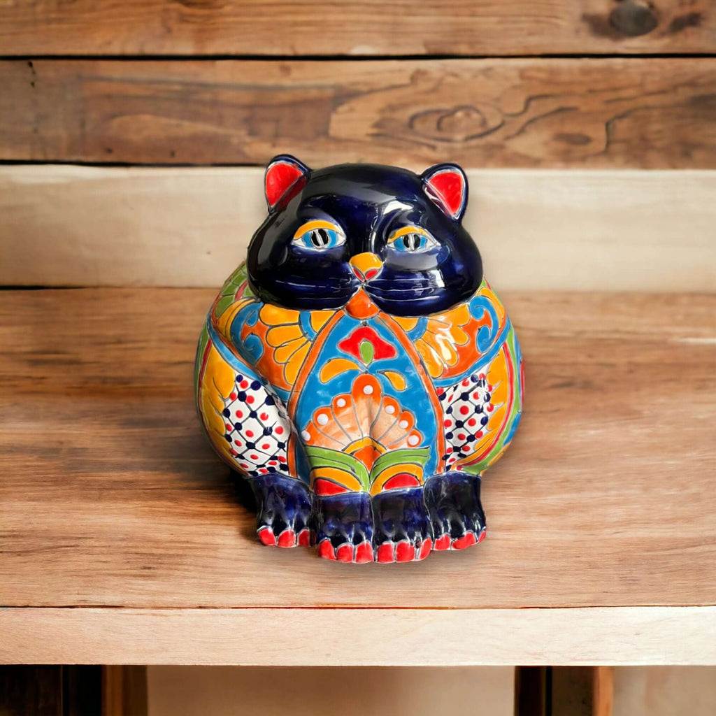 Colorful Talavera Cat Planter | Mexican Ceramic Art Talavera Planter La Vie Bien Colorful Talavera Cat Planter | Mexican Ceramic Art