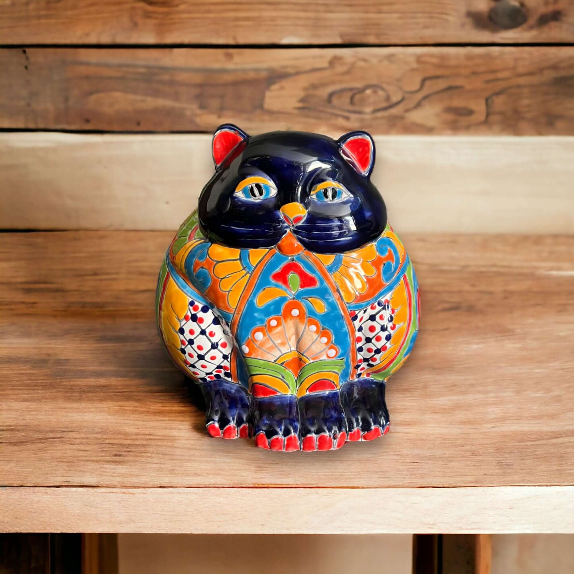 Colorful Talavera Cat Planter | Mexican Ceramic Art Talavera Planter La Vie Bien Colorful Talavera Cat Planter | Mexican Ceramic Art