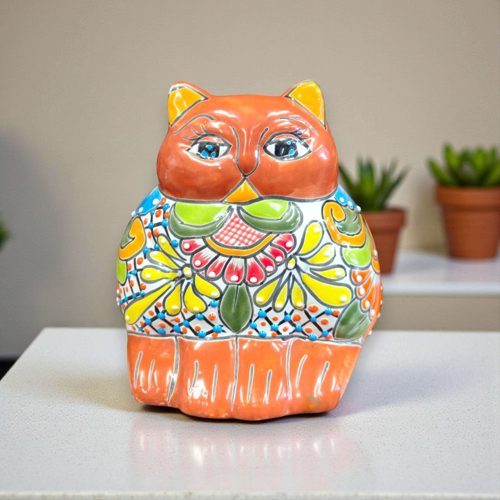 Colorful Talavera Cat Planter | Mexican Ceramic Art Talavera Planter La Vie Bien Colorful Talavera Cat Planter | Mexican Ceramic Art