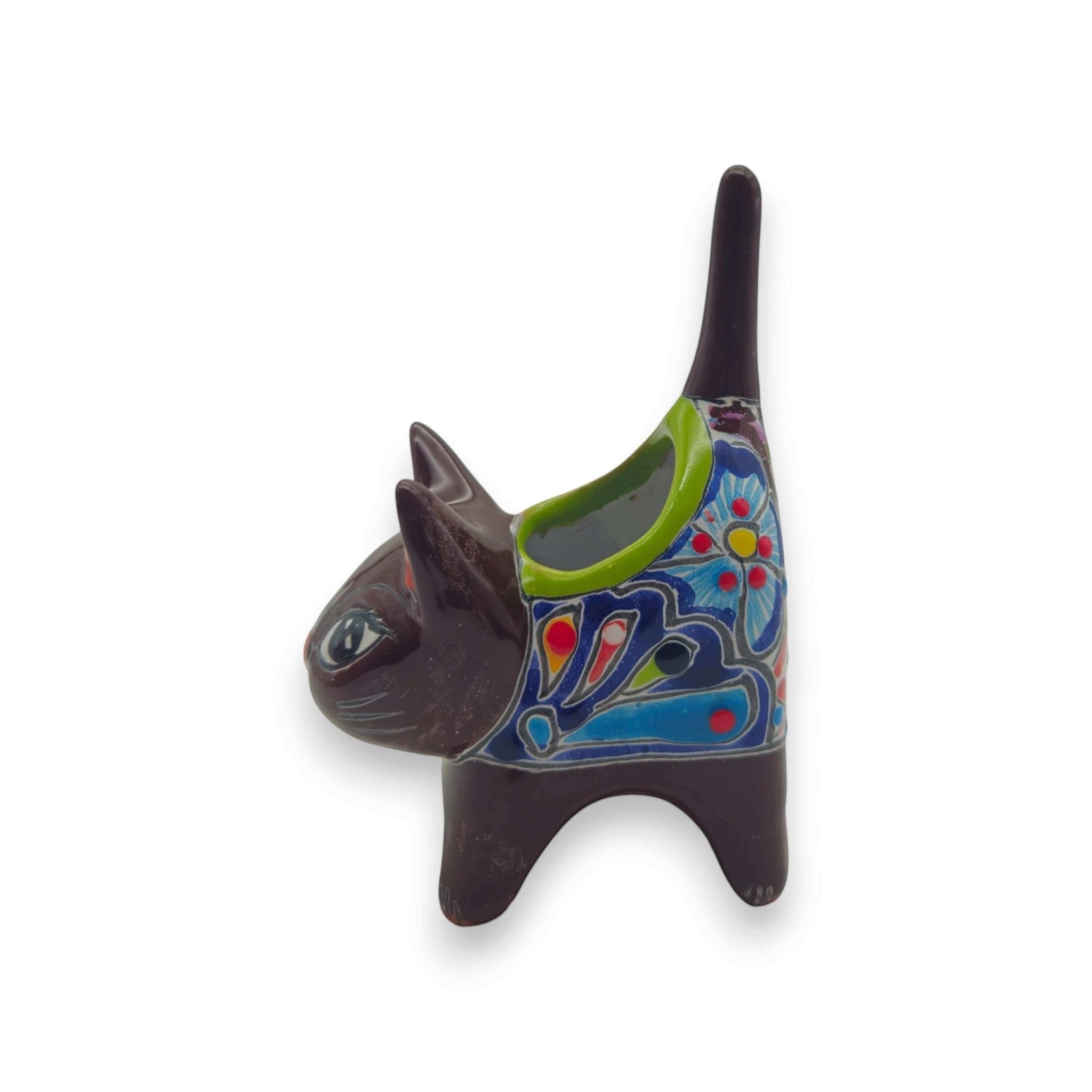 Colorful Talavera Cat Planter | Mexican Ceramic Art Talavera Planter La Vie Bien Colorful Talavera Cat Planter | Mexican Ceramic Art