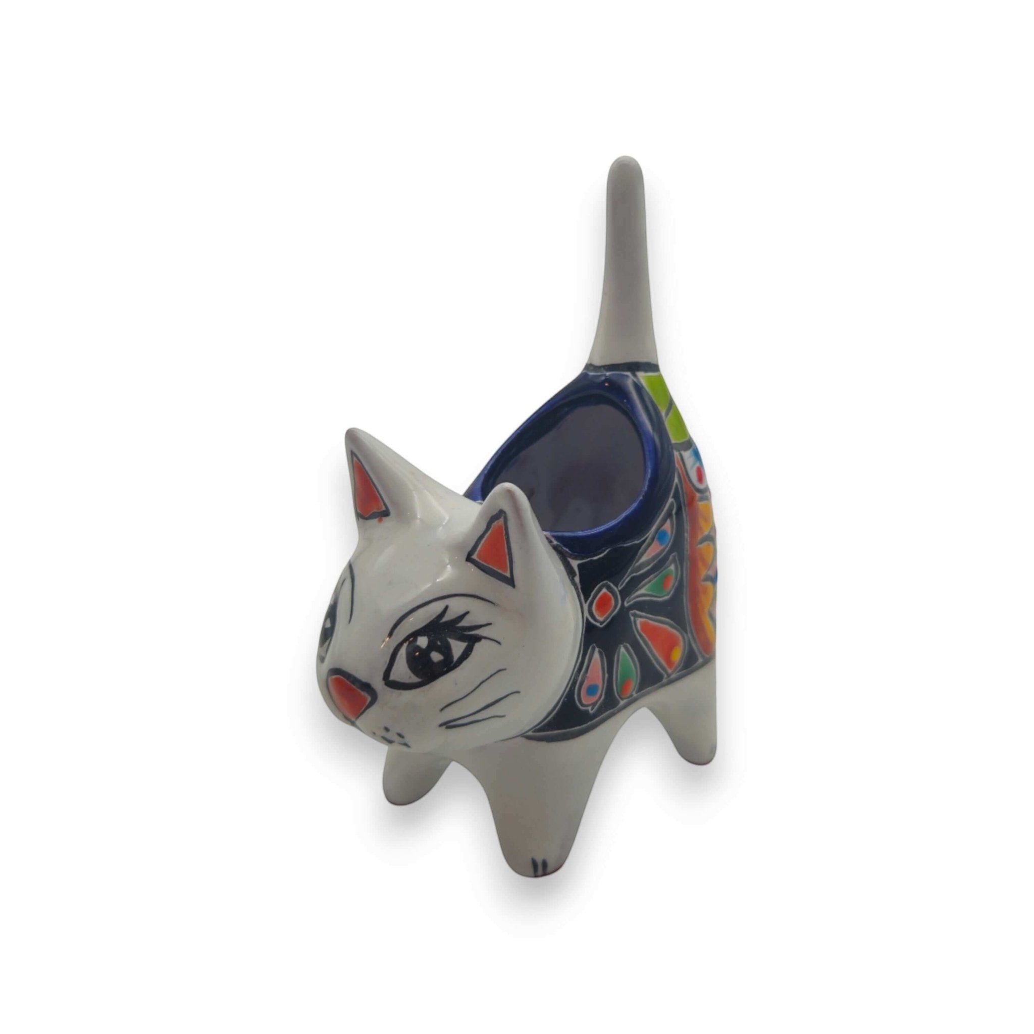 Colorful Talavera Cat Planter | Mexican Ceramic Art Talavera Planter La Vie Bien Colorful Talavera Cat Planter | Mexican Ceramic Art