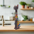Colorful Talavera Cat Statue | Handcrafted Mexican Art Talavera Statue La Vie Bien Colorful Talavera Cat Statue | Handcrafted Mexican Art