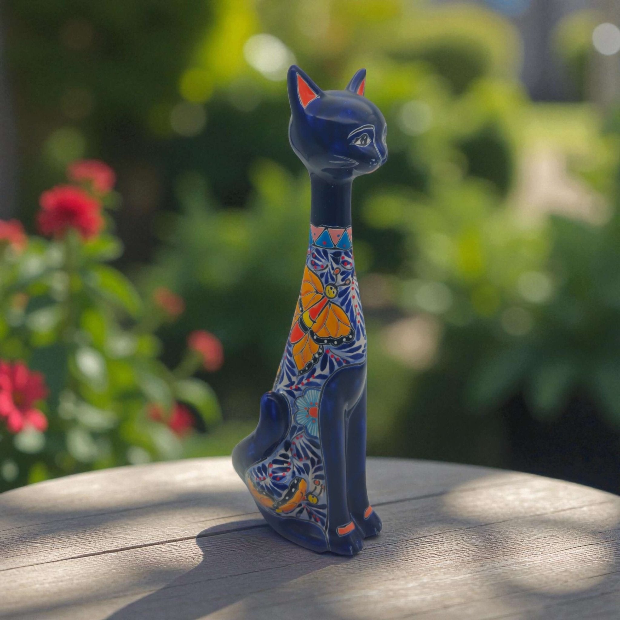Colorful Talavera Cat Statue | Handcrafted Mexican Art Talavera Statue La Vie Bien Colorful Talavera Cat Statue | Handcrafted Mexican Art