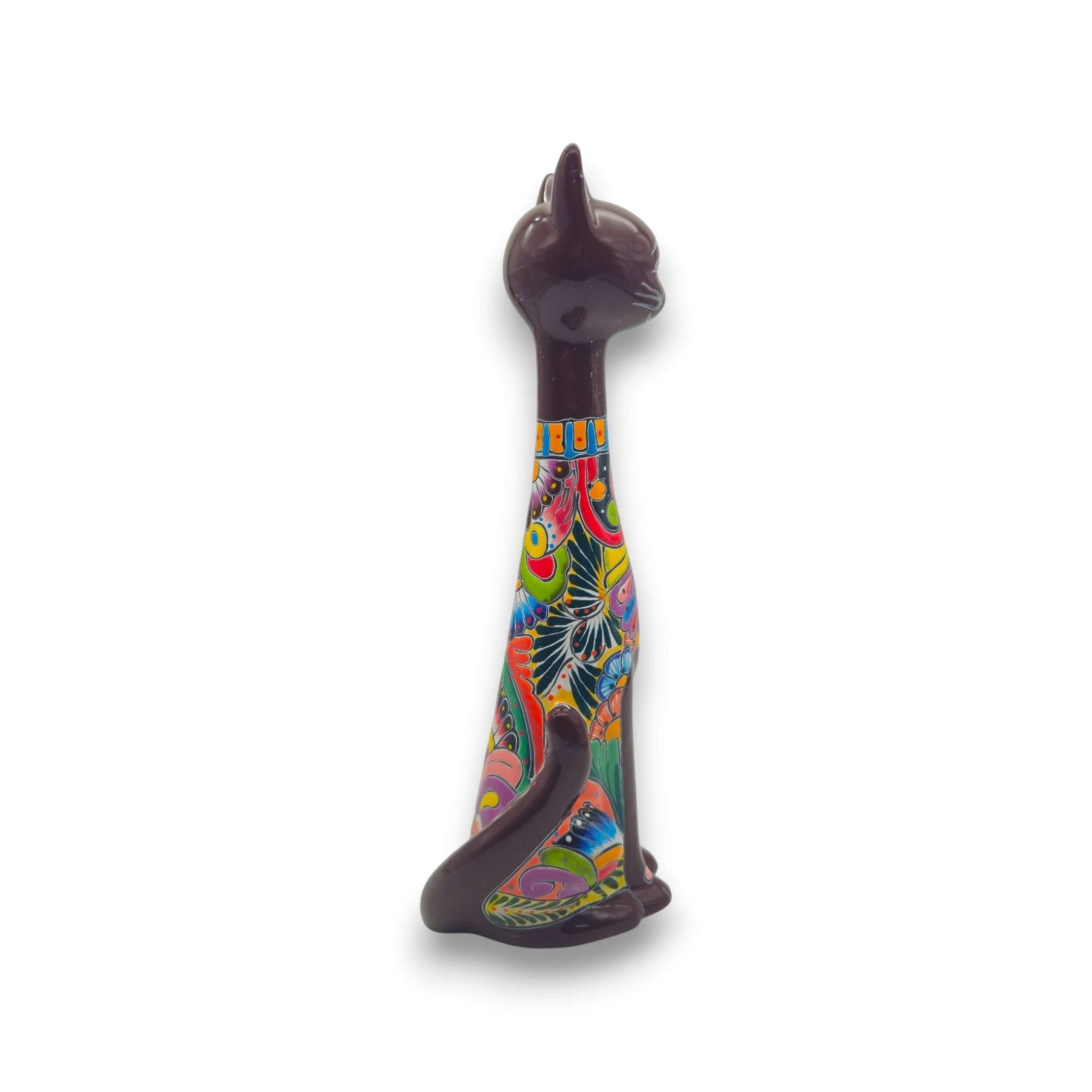 Colorful Talavera Cat Statue | Handcrafted Mexican Art Talavera Statue La Vie Bien Colorful Talavera Cat Statue | Handcrafted Mexican Art