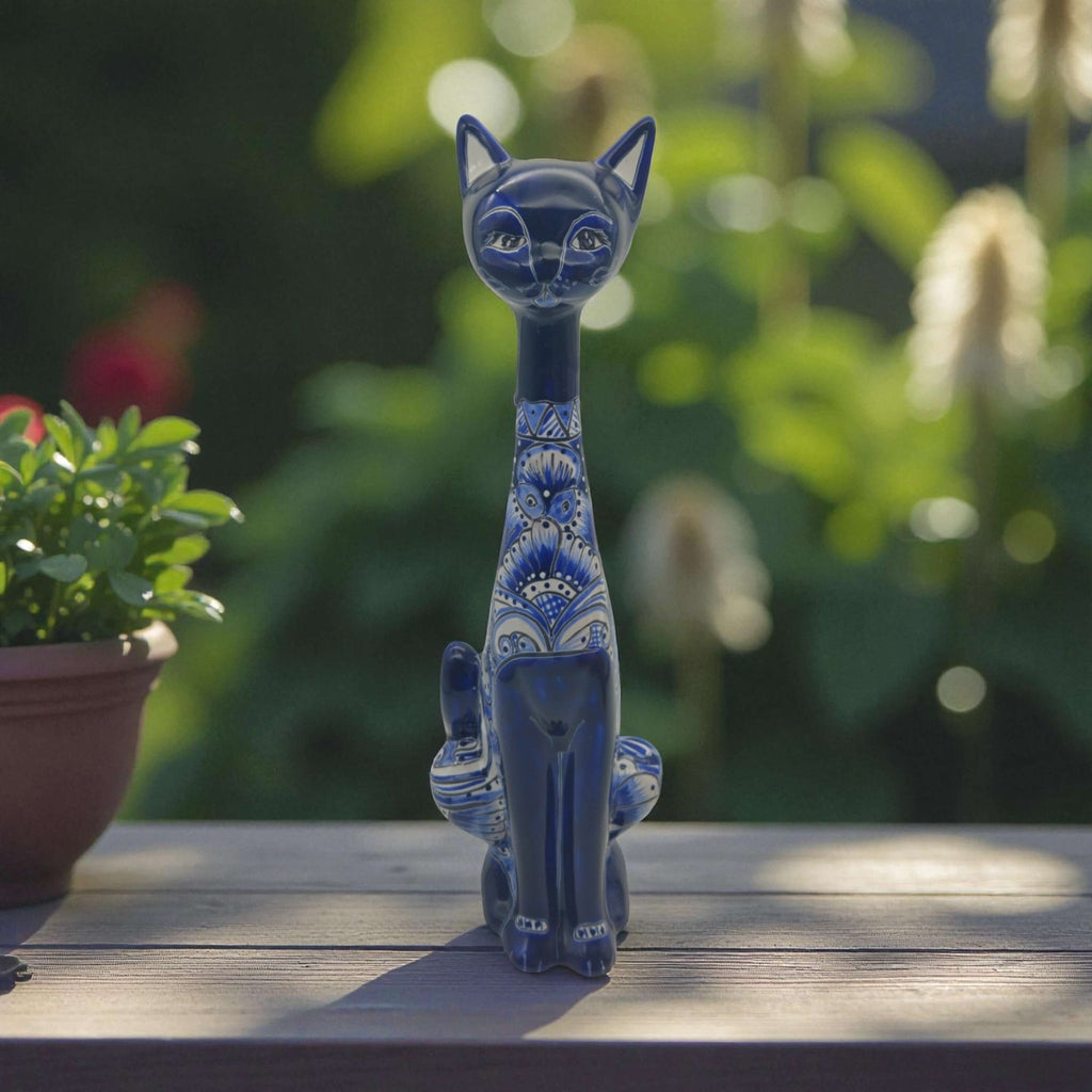 Colorful Talavera Cat Statue | Handcrafted Mexican Art Talavera Statue La Vie Bien Colorful Talavera Cat Statue | Handcrafted Mexican Art