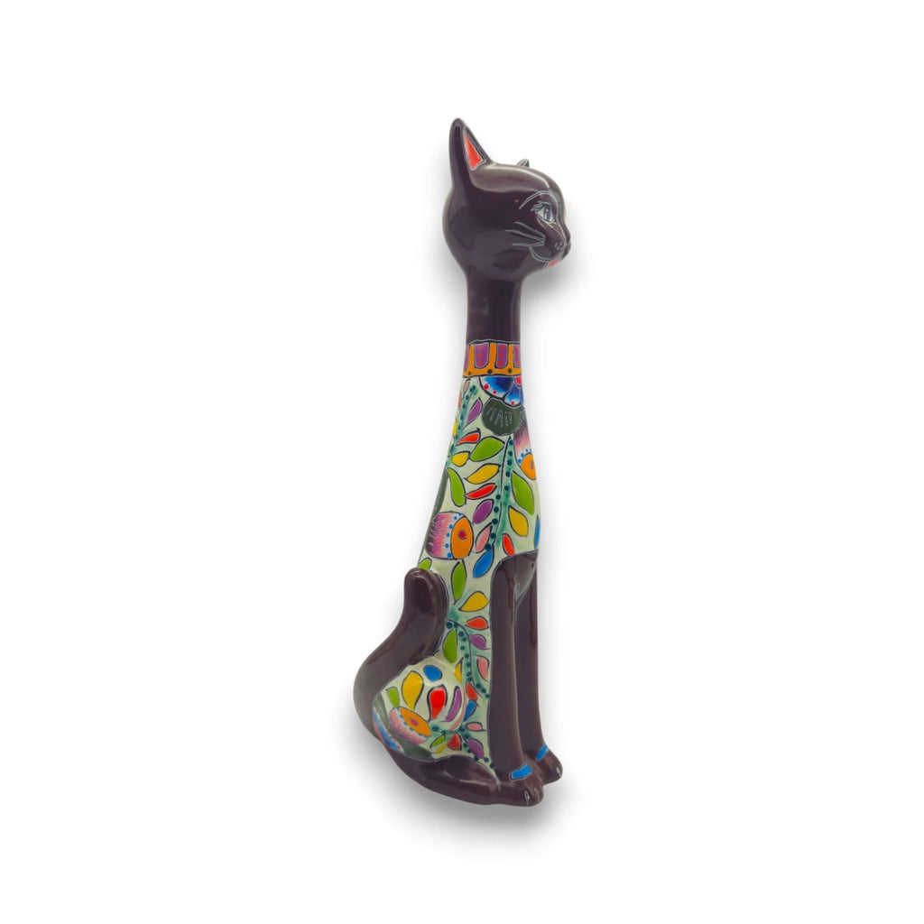 Colorful Talavera Cat Statue | Handcrafted Mexican Art Talavera Statue La Vie Bien Colorful Talavera Cat Statue | Handcrafted Mexican Art