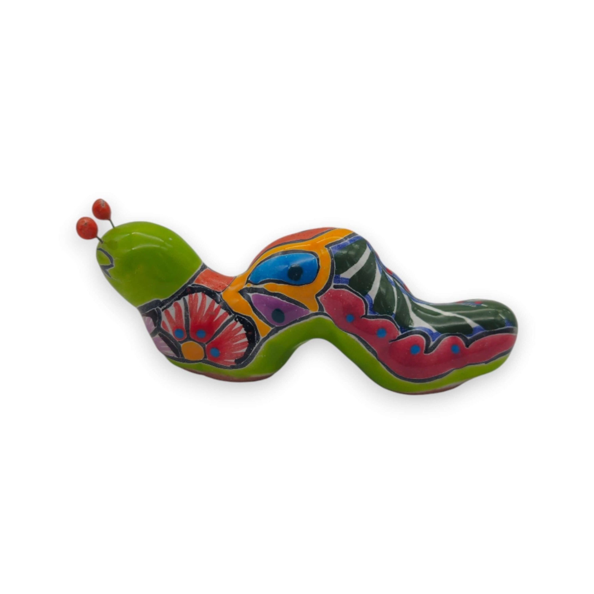 Colorful Talavera Caterpillar | Mexican Ceramic Figurine Talavera Figurine La Vie Bien Colorful Talavera Caterpillar | Mexican Ceramic Figurine