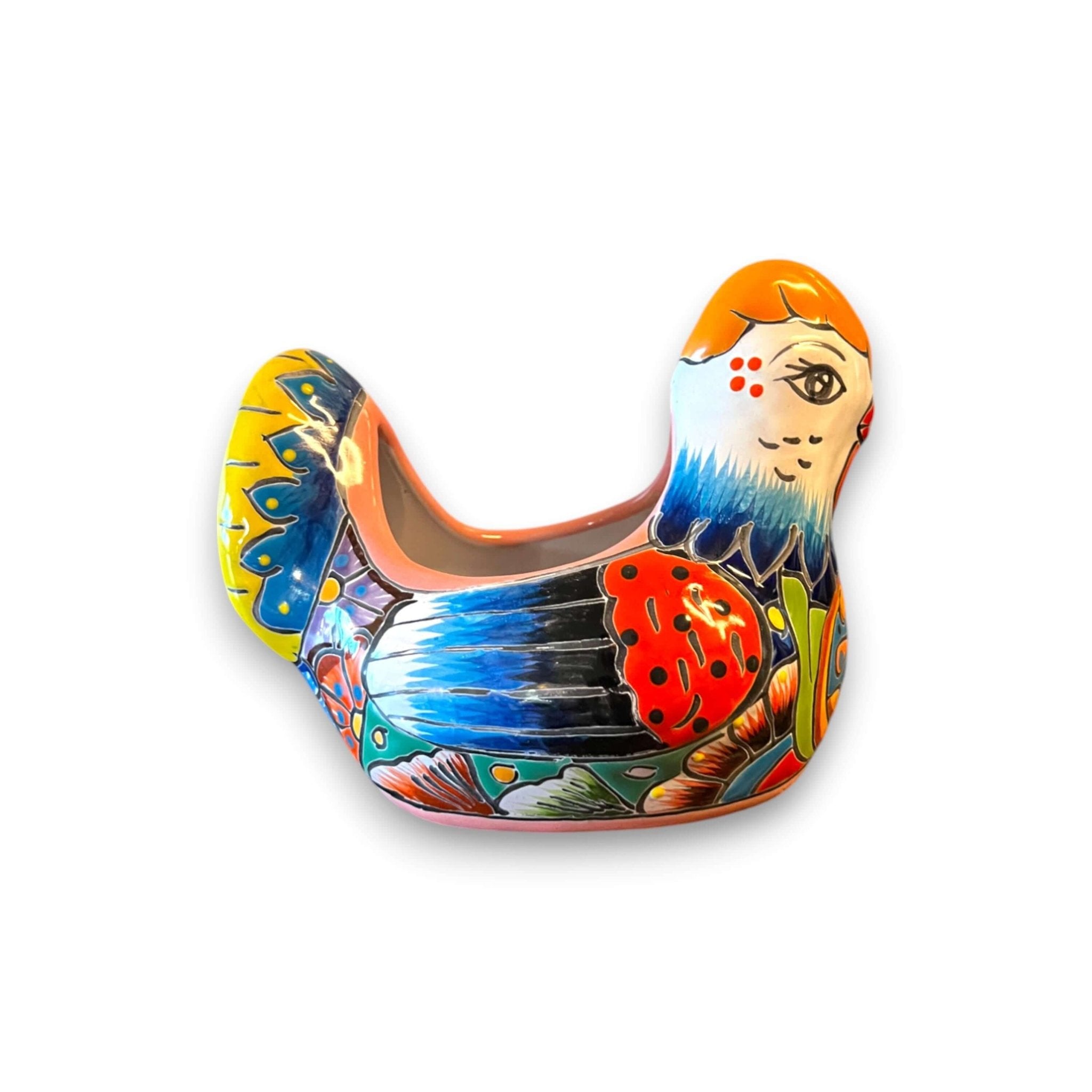 Colorful Talavera Chicken Planter | Hand-Painted Ceramic Decor Talavera Planter La Vie Bien Colorful Talavera Chicken Planter | Hand-Painted Ceramic Decor
