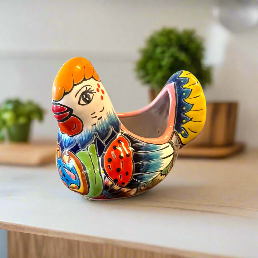 Colorful Talavera Chicken Planter | Hand-Painted Ceramic Decor Talavera Planter La Vie Bien Colorful Talavera Chicken Planter | Hand-Painted Ceramic Decor
