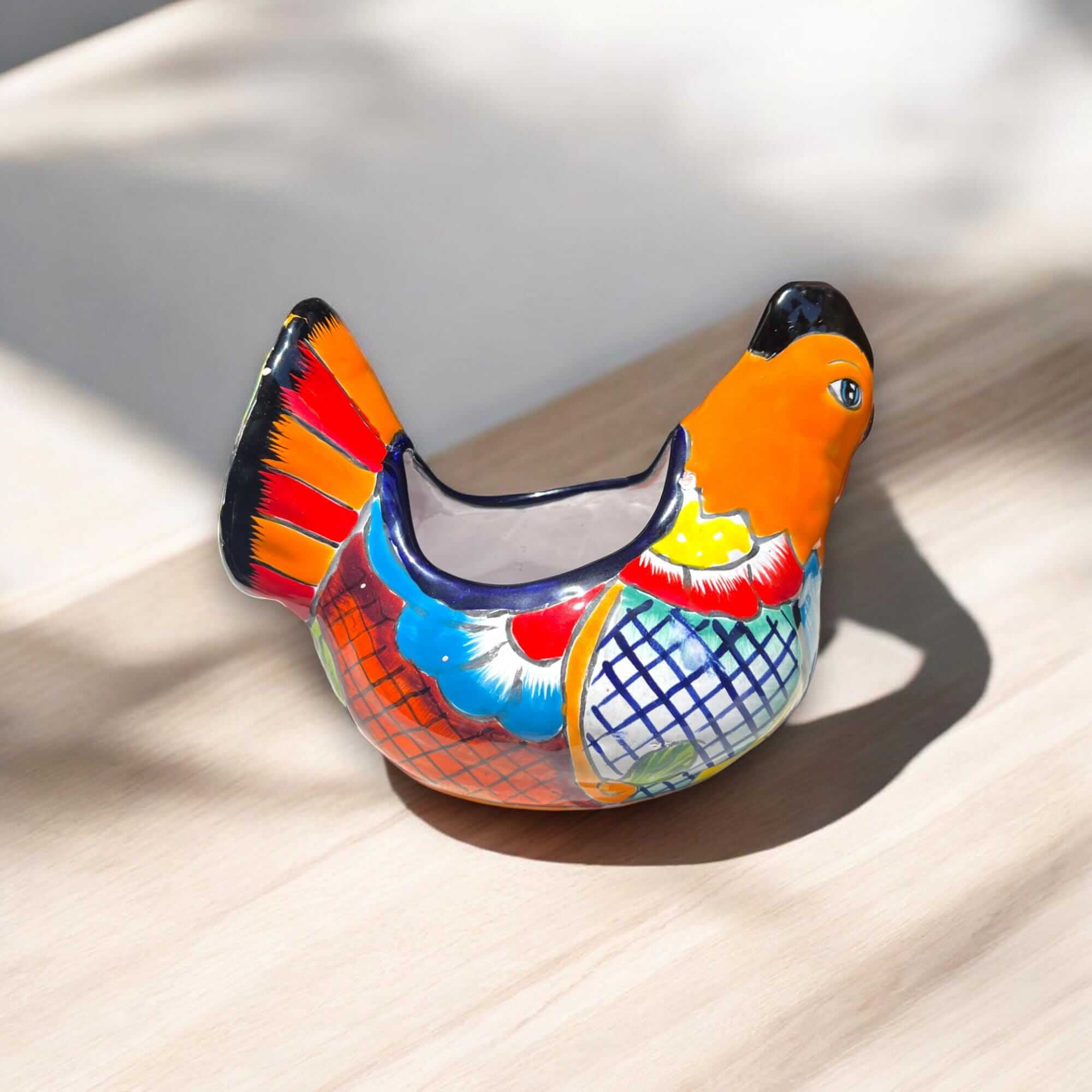 Colorful Talavera Chicken Planter | Mexican Ceramic Art Talavera Planter La Vie Bien Colorful Talavera Chicken Planter | Mexican Ceramic Art